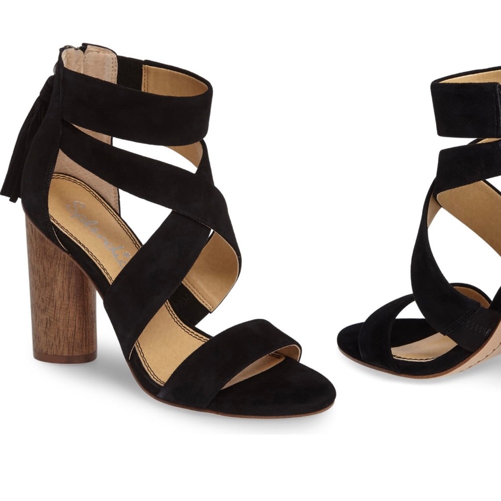 Block heel, suede strappy sandal